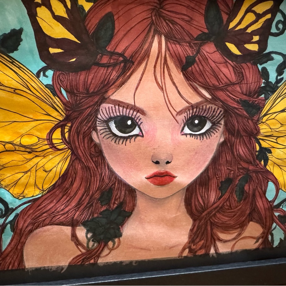Yellow and Black Fantasy Portrait Drawing